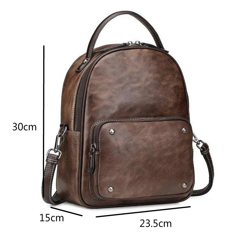 

YourSeason Ladies Retro Bag Genuine Leather Small Backpack 2021 Casual Solid Color Female Large Capacity Travel Bags
