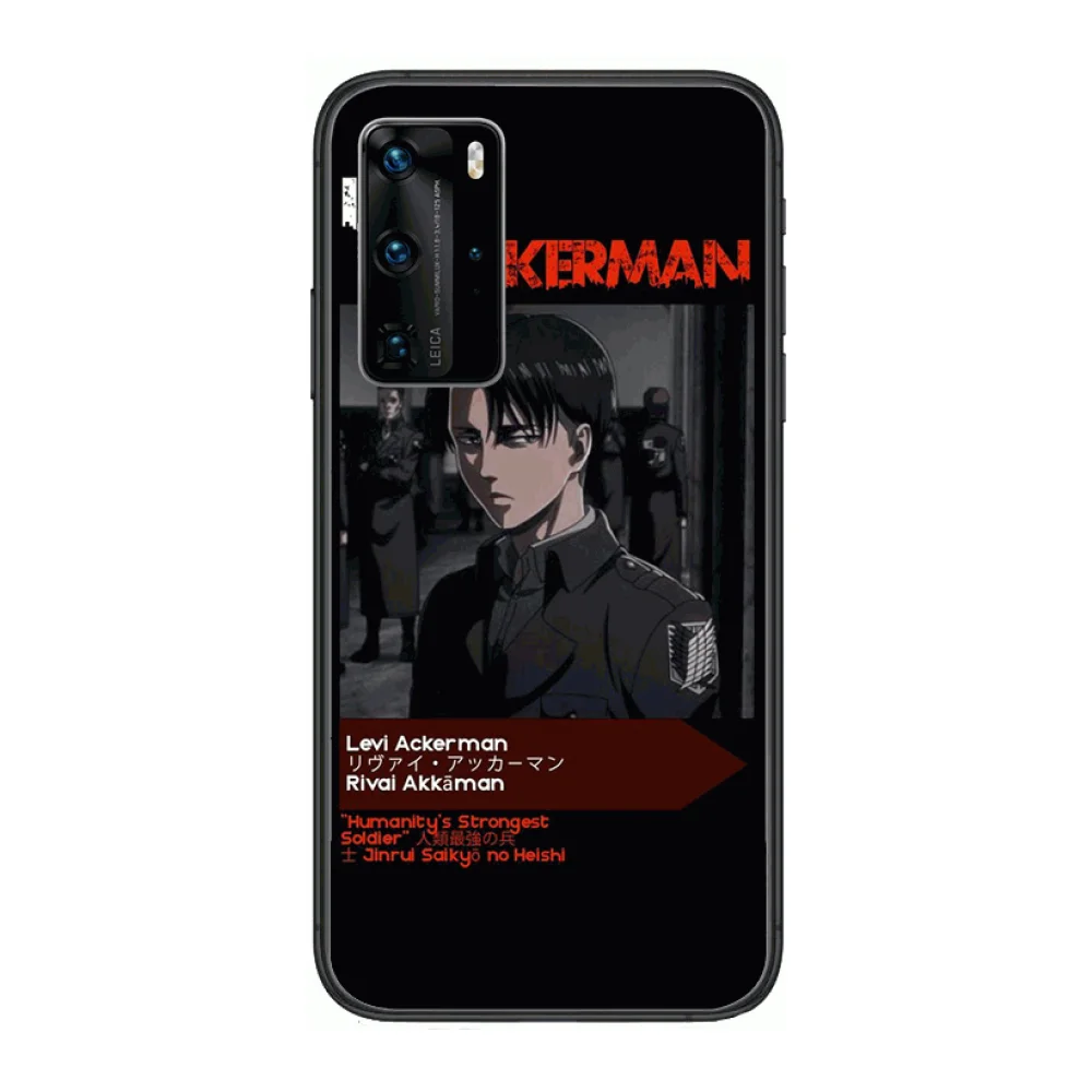 

anime attack Phone Case For Huawei P 40 30 20 10 Lite Smart Z Pro Black Etui Coque Painting Hoesjes comic fashion
