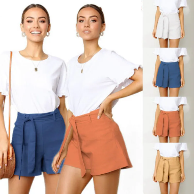 Женские летние пляжные шорты для отдыха повседневные с высокой талией улицы в