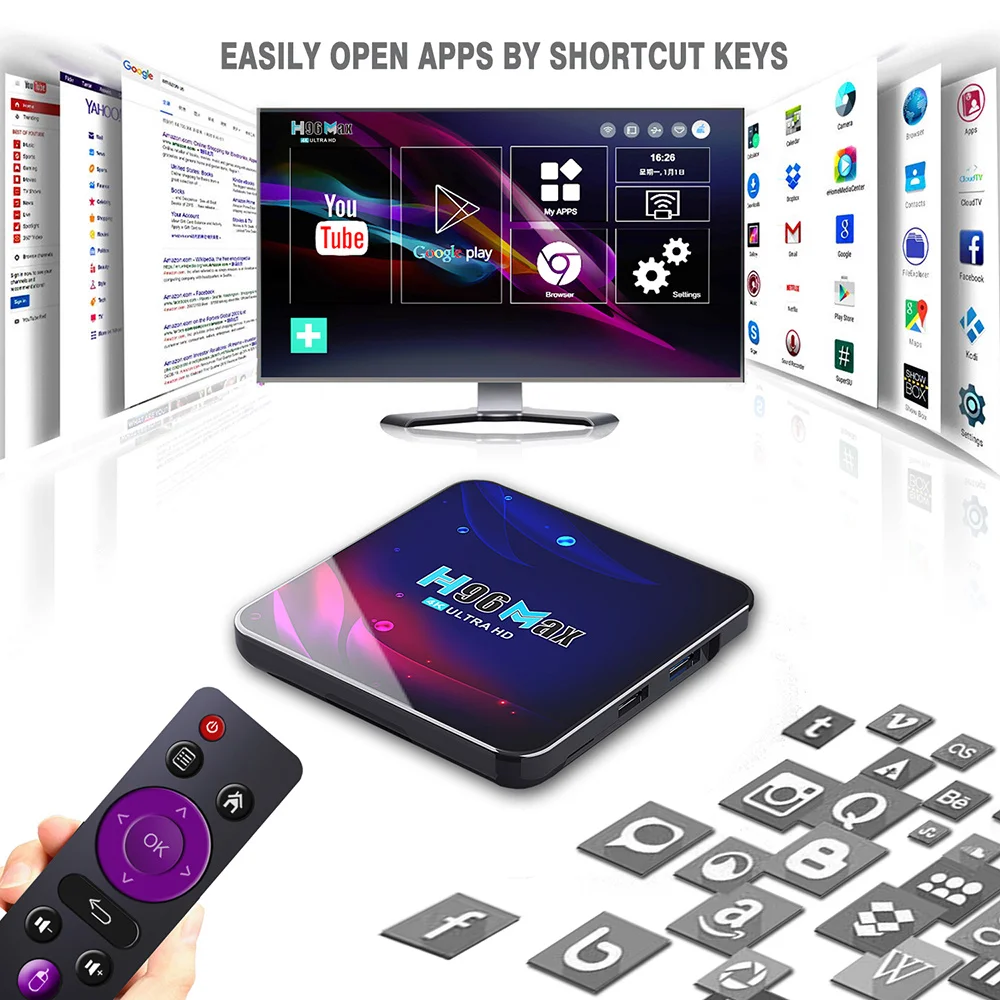 4G 64GB 4K Android 11 TV Box H96 Max V11 RK3318 Quad-Core 64bit Cortex-A53 Media Player Support for Google Play Netflix Youtube |