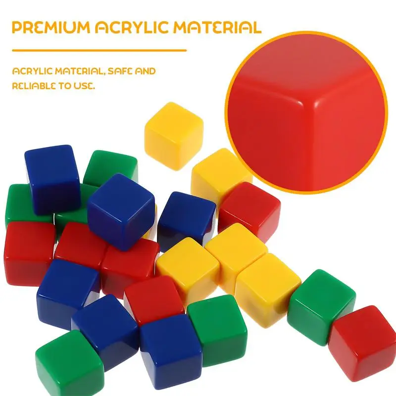 

24Pcs Square Corner Dices Smooth Acrylic Dices Kids Early Educational Plaything