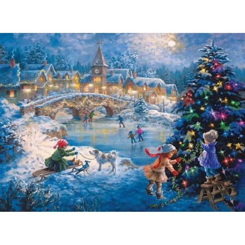 

SNA Hot Sale Night Christmas Scenery In The Snow Diy Diamond Painting full drill For Wholesale