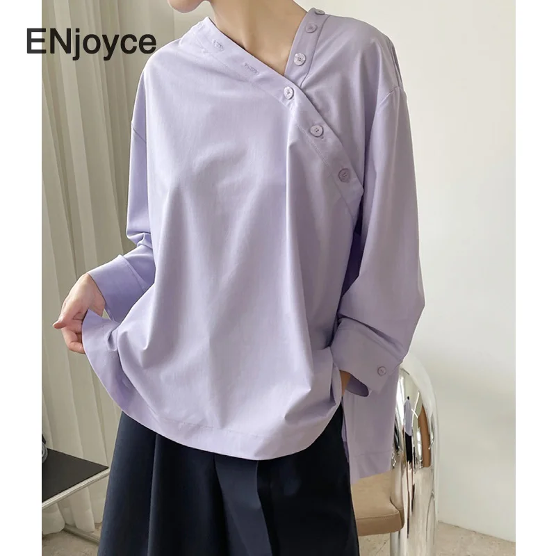 Женская блузка с длинным рукавом в японском стиле косой планкой | одежда