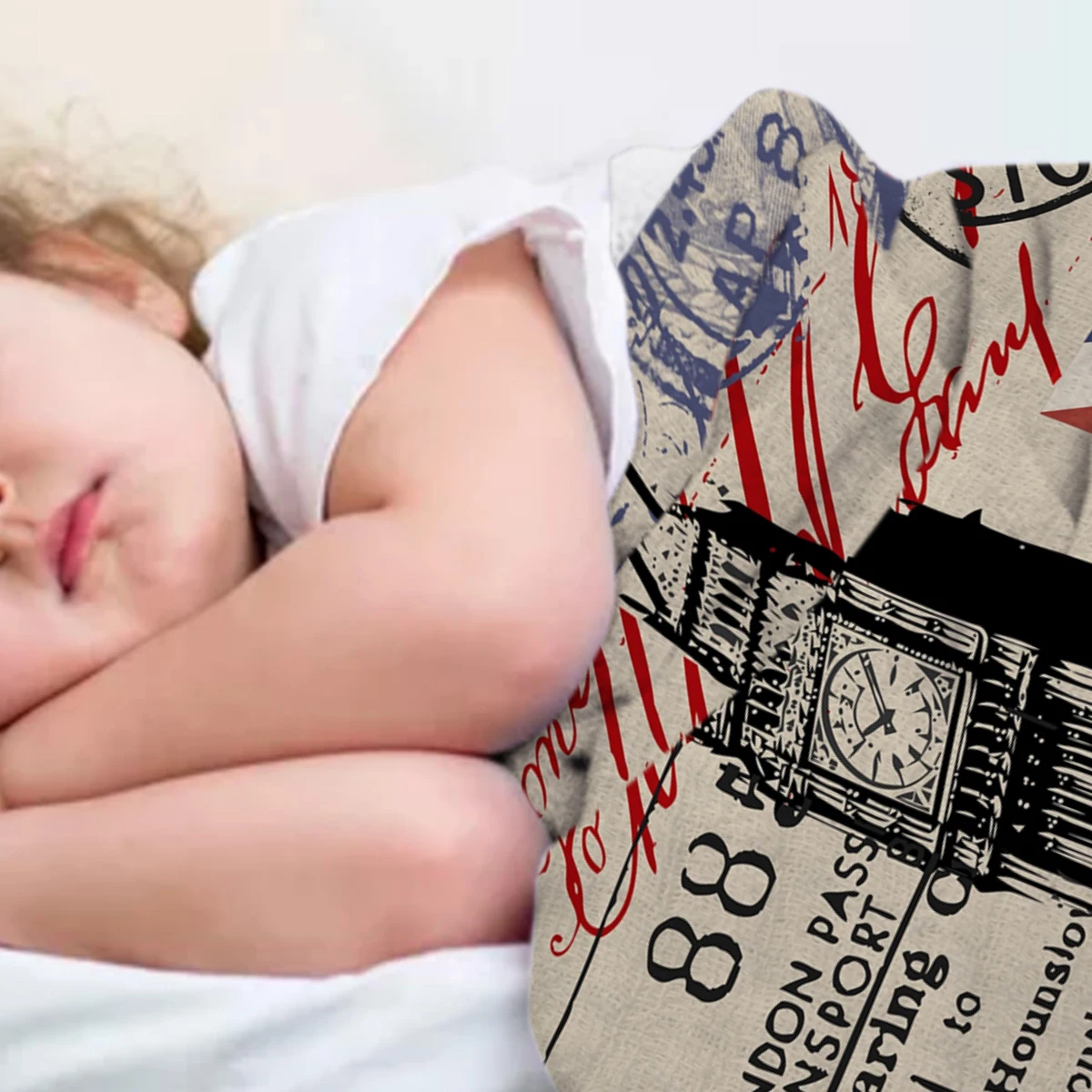 Лондонское большое дизайнерское одеяло теплое из микрофибры фланелевое