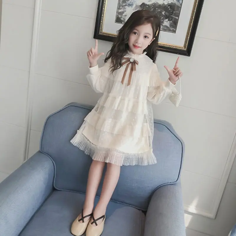 Платье для маленьких девочек весна-осень 2019 модное платье принцессы с длинным