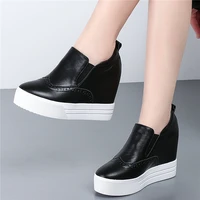 wedges platform oxfords shoes women genuine leather high heel pumps shoes female low top round toe sneakers punk trainers 2020