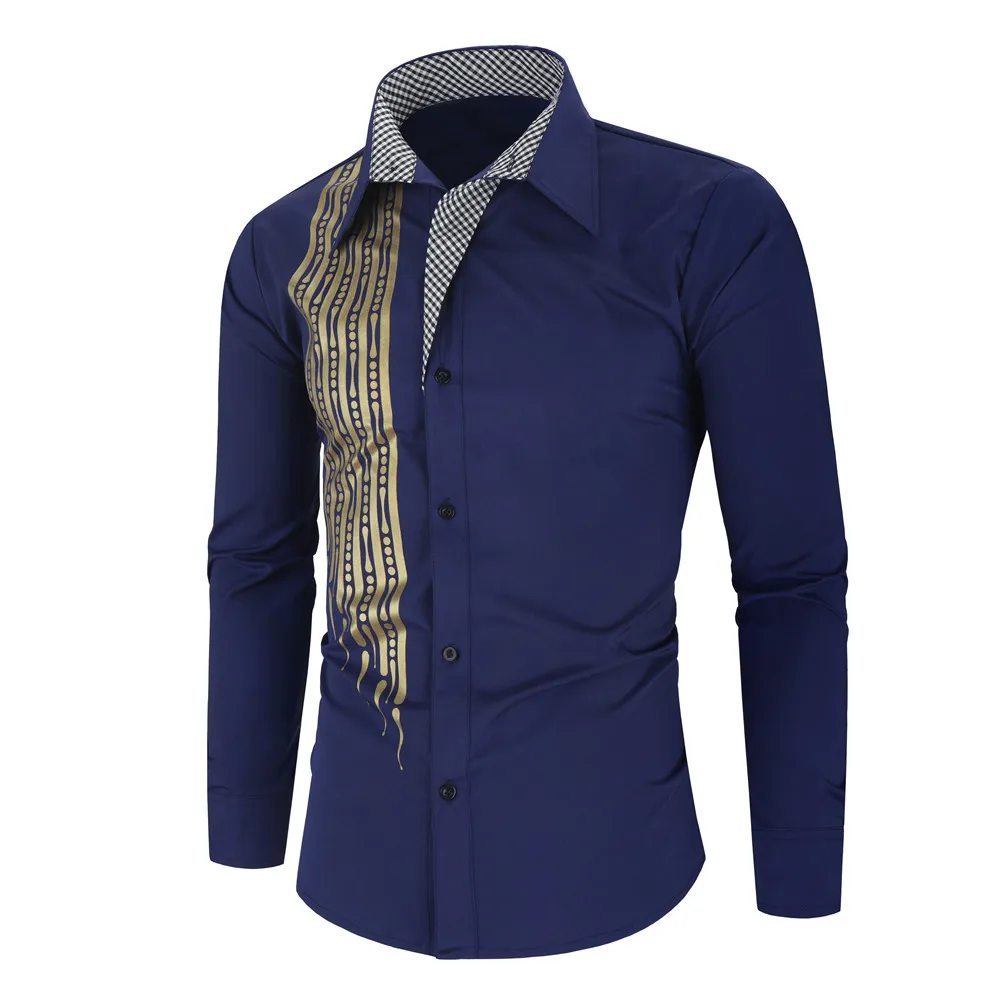 Роскошный золотистый и черный рубашка Для мужчин Slim Fit с длинными рукавами Camisa Masculina золотистый и черный Сорочка мужская, для общественных мест Для мужчин клуб нарядная рубашка