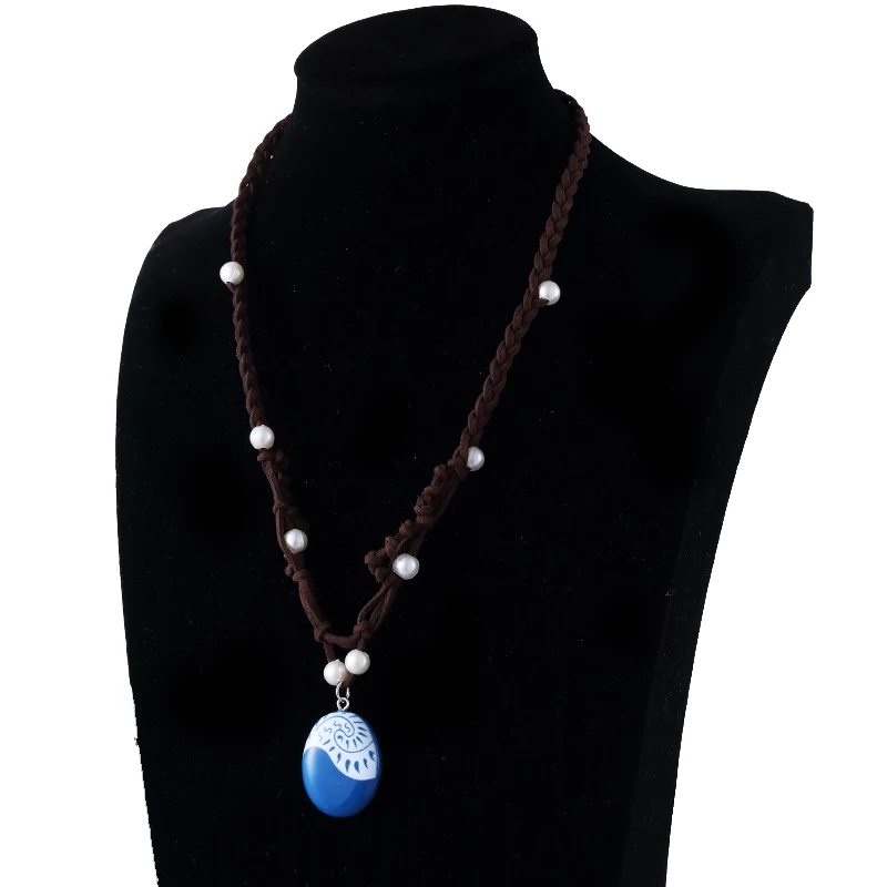 20pcs/lot Fashion Jewelry Movie Charm Moana Ocean Rope Chain Necklaces Blue Stone Pendants Leather Suede Choker Necklace | Украшения и