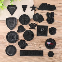 20 style black leather iron on patches embroidery badge embroidery for clothing repair patch diy