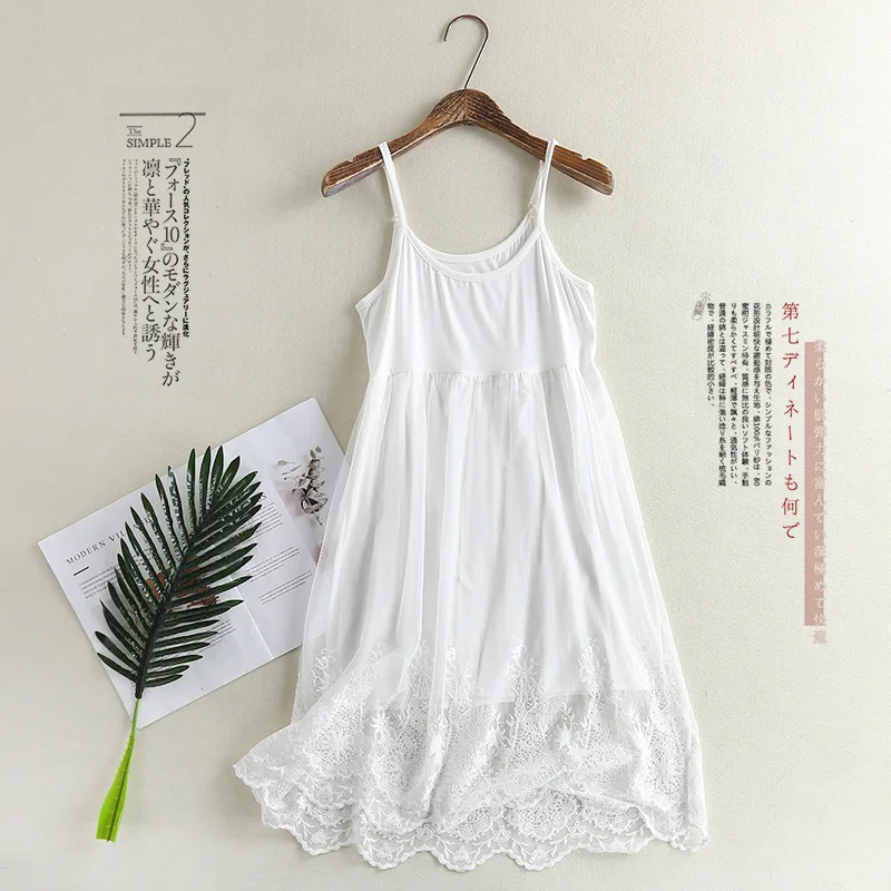 Кружевное газовое платье-комбинация женское летнее длинное шифоновое с