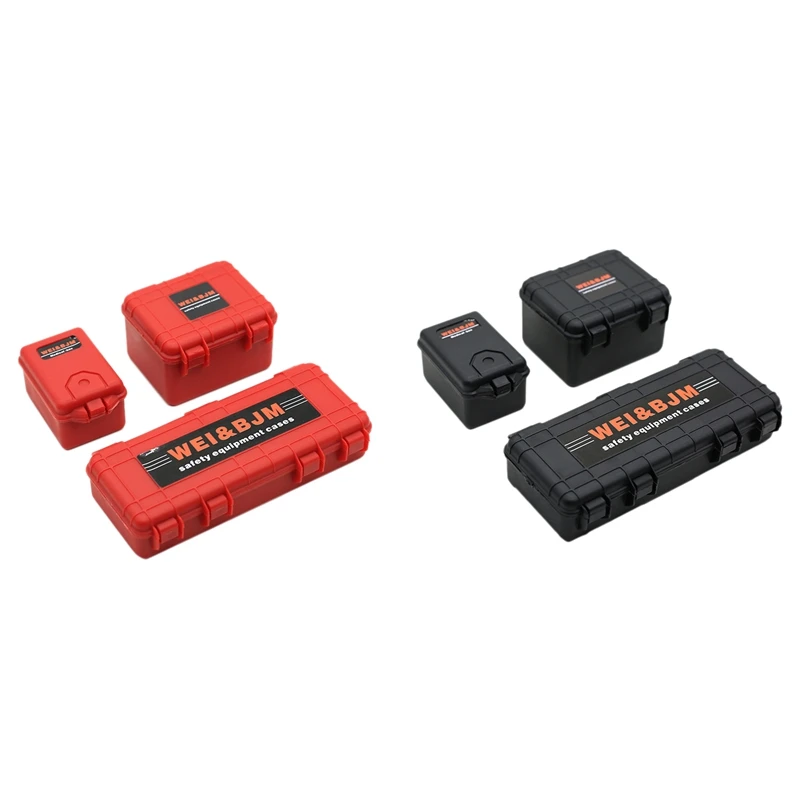 

6Pcs Plastic Rc Car Storage Box Decoration Tool For Traxxas Trx4 Axial Scx10 90046 D90 1/10 Rc Crawler Accessories, 3Pcs Black &