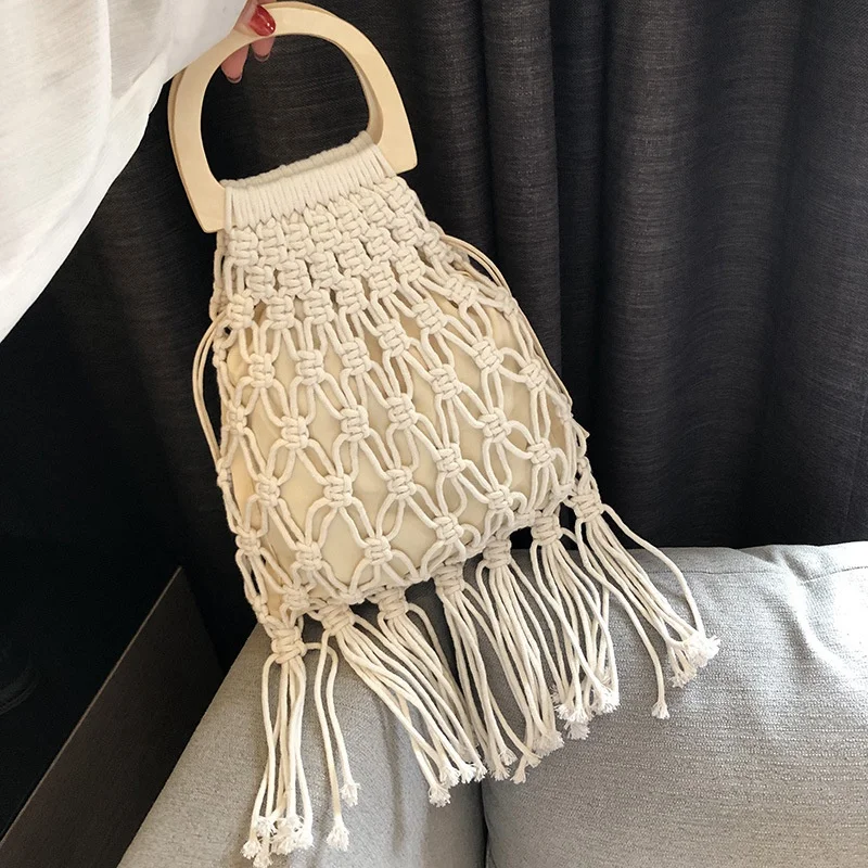 Женские сумки и кошельки ручной работы из хлопчатобумажной ткани с деревянной