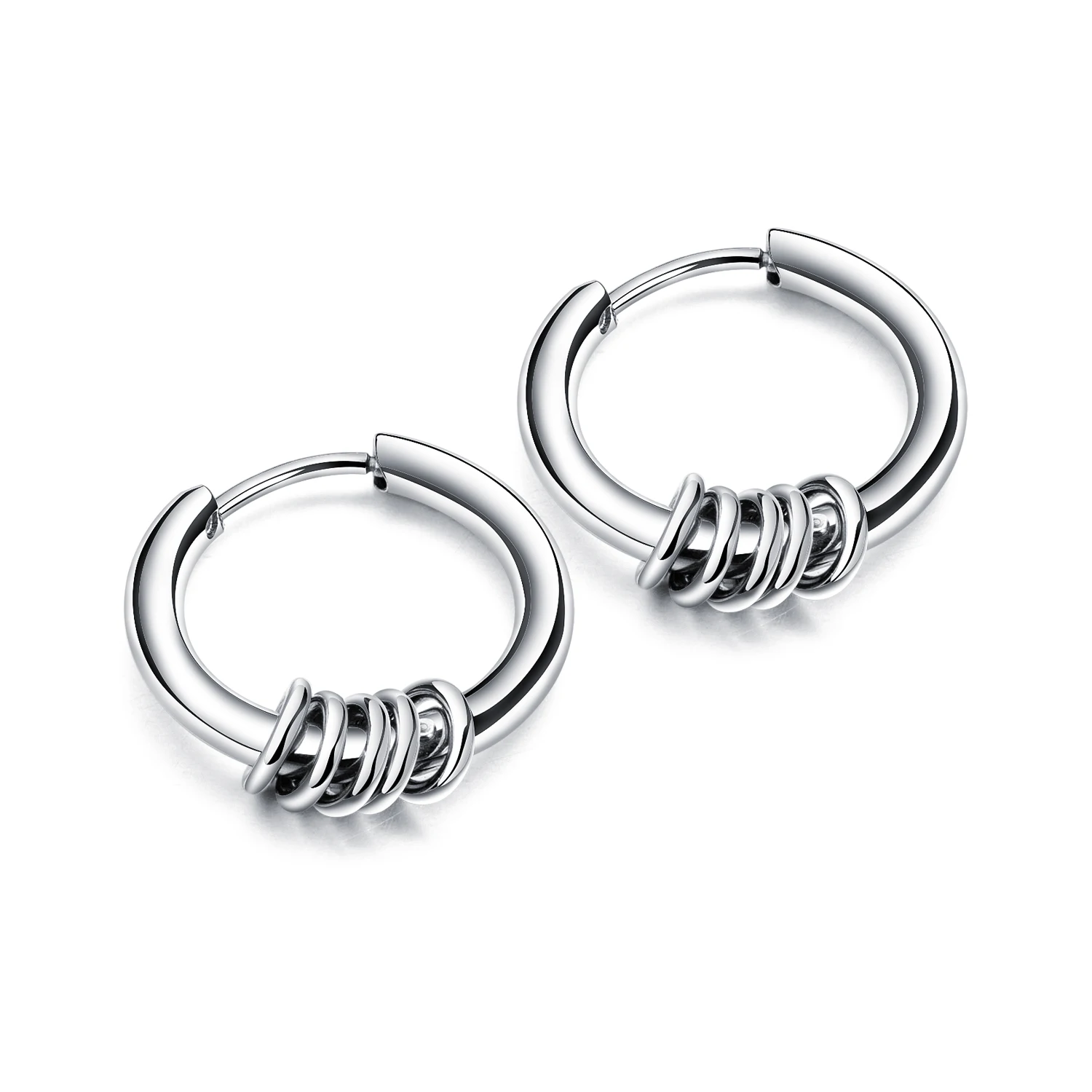 

KKCHIC Titanium Stainless Steel Stud Earring Fashion Accessories Personalized Round Circle Hip Hop Tiny Men's Earrings
