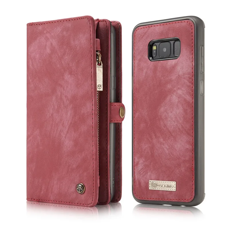 Кожаный чехол для samsung S8 S9 S10 плюс S10E S7 A20 A30 A40 A50 A70 A80 чехол-портмоне для iPhone XS Max XR X, 8, 7, 6, 6 S, Plus, чехол s - Цвет: Красный