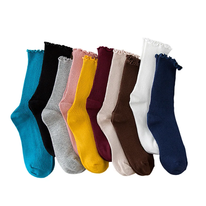 

Women's Middle Tube Sock Knitting Cotton Solid Colors Casual Japanese Korea Loose Socks Spring Autumn