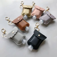 zwpon hand sanitizer leather keychain holder travel bottle refillable containers 60ml flip cap reusable bottles keychain carrier