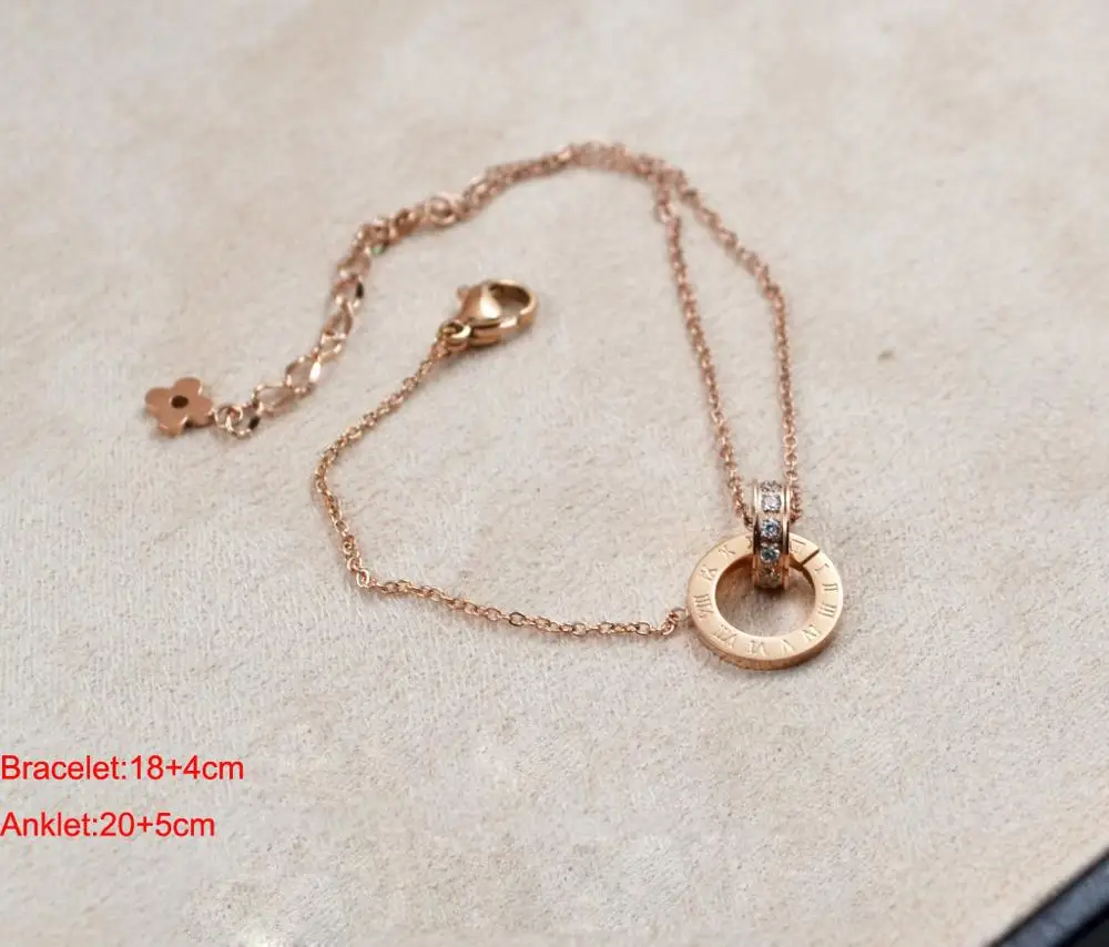 Розовый браслет с двумя петлями титановая сталь розовое золото высокое качество