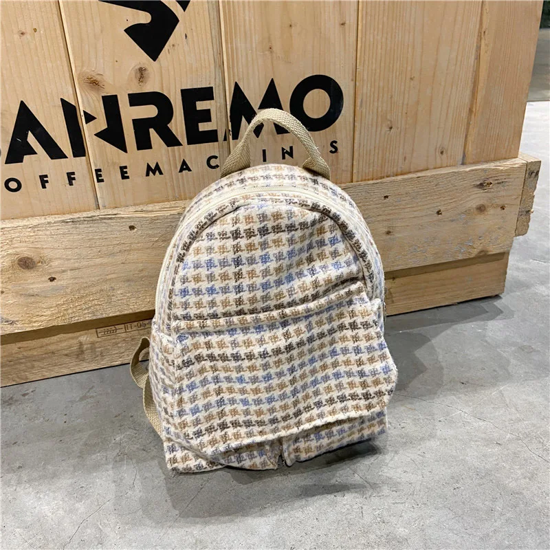 

California Girls Style Mini Backpack Adjustable Shoulder Straps Sunny Small Soft Canvas Tote For Women 2021 Ladies Plaid Bags