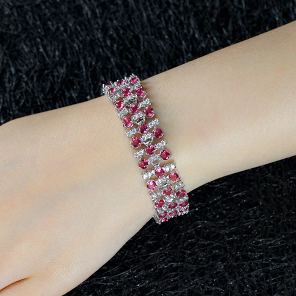

Women's AAA Zircon Bracelet Bangle Bridal S925 Sterling Silver Bracelet Gemstone Sapphire Amethyst Wedding Luxury Jewelry Gift
