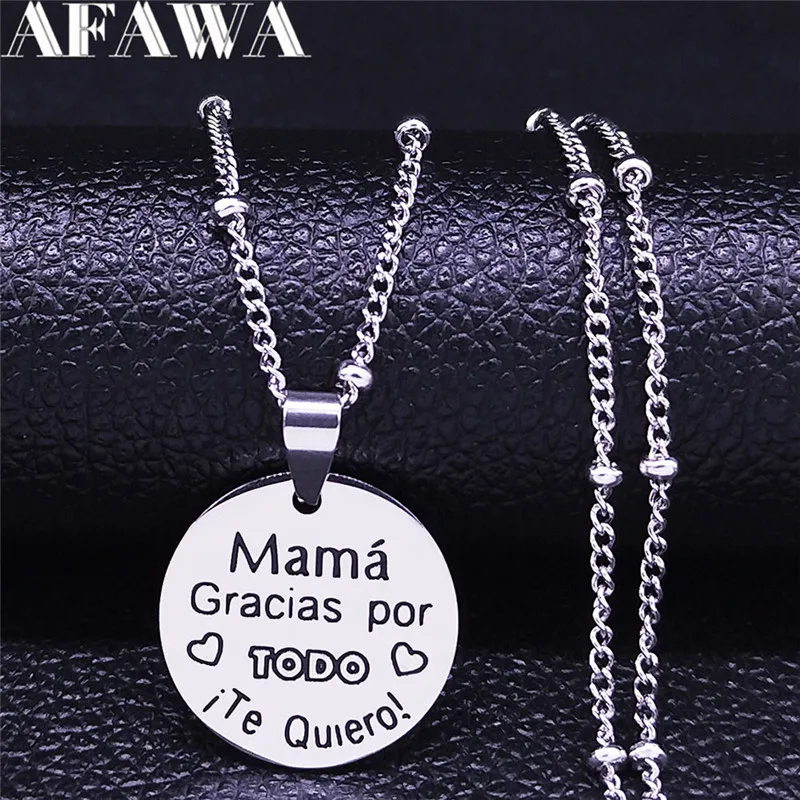 I Love Mama из нержавеющей стали Серебристый Цвет мама маленькое круглое колье с
