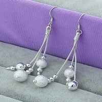 new 925 sterling silver beads charm earrings for women girls gift wedding party jewelry accessories