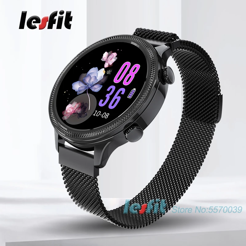 Женские Смарт часы Lesfit черные модные Bluetooth спортивные наручные IP67