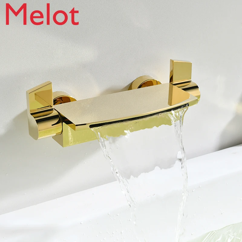 Wall-Mounted Faucet Induction Golden Copper Basin Bathtub Wa