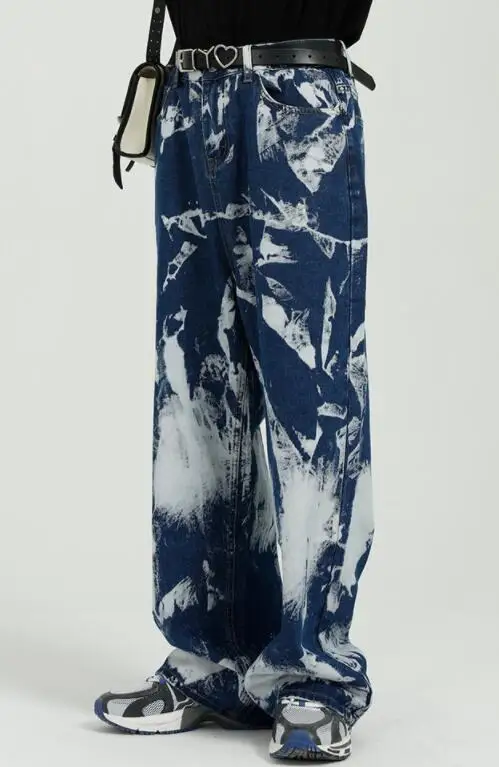 Men Streetwear Hip Hop Vintage Jeans Retro Gradient Jeans Men Fashion Personality Wide-Leg Pants Men Jeans