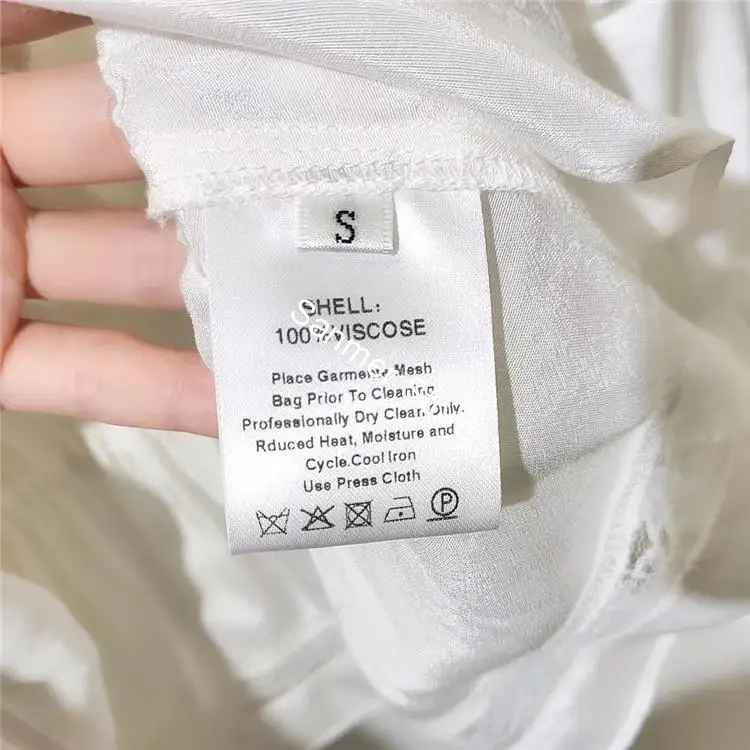 

Women 100% Viscose Blouse Ruffles Three Quarter Sleeve White Deep V Lace Stitching Summer Lady Lace-up Shirts New