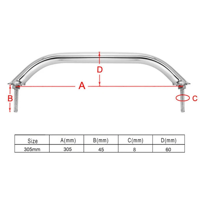 

Marine Grade Grab Handle Door Handrail Grip Rail Grab Bar Handle with Bolt Boat Hatch Yacht Marine Bathroom Hardware