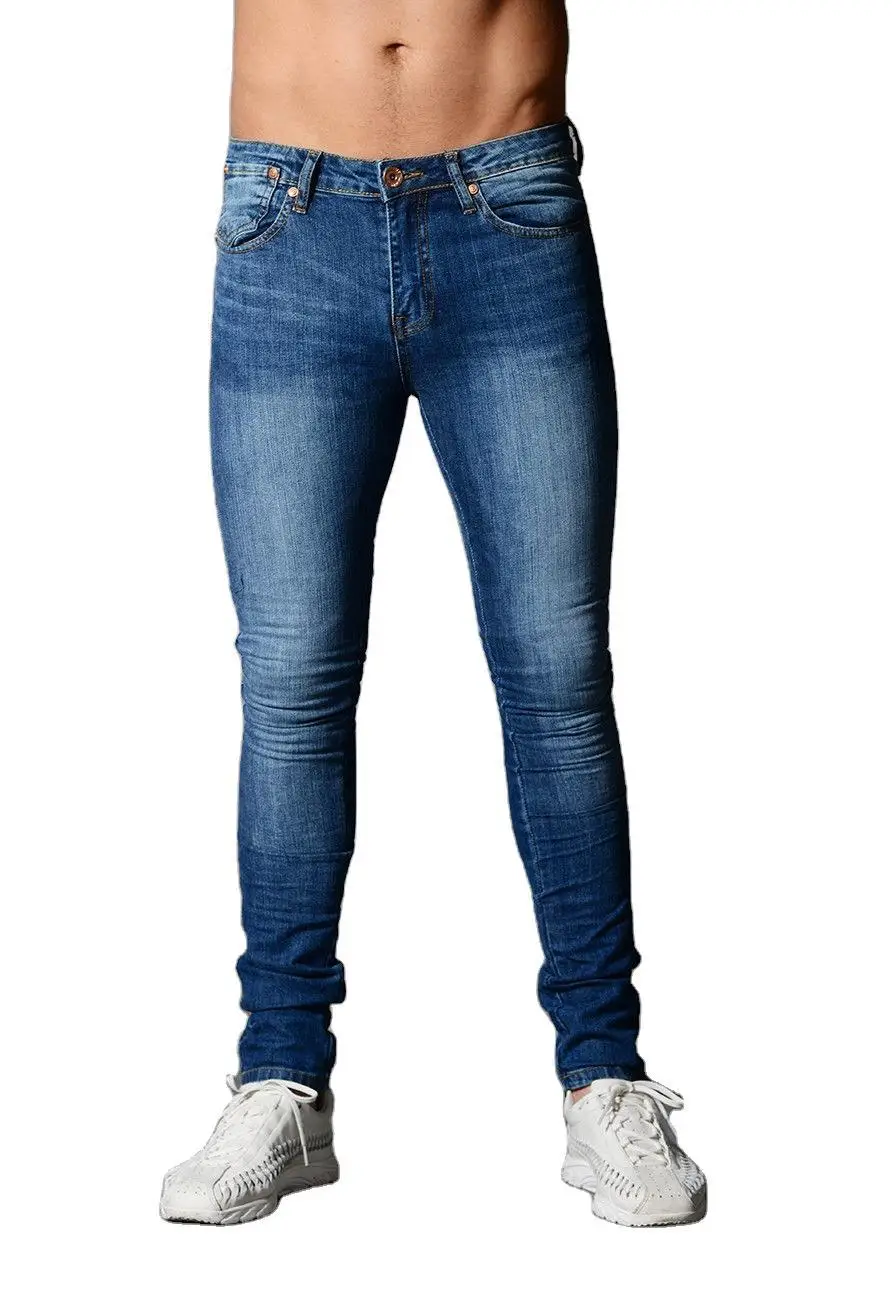 

New men's tight new solid denim pants in Europe and the United States