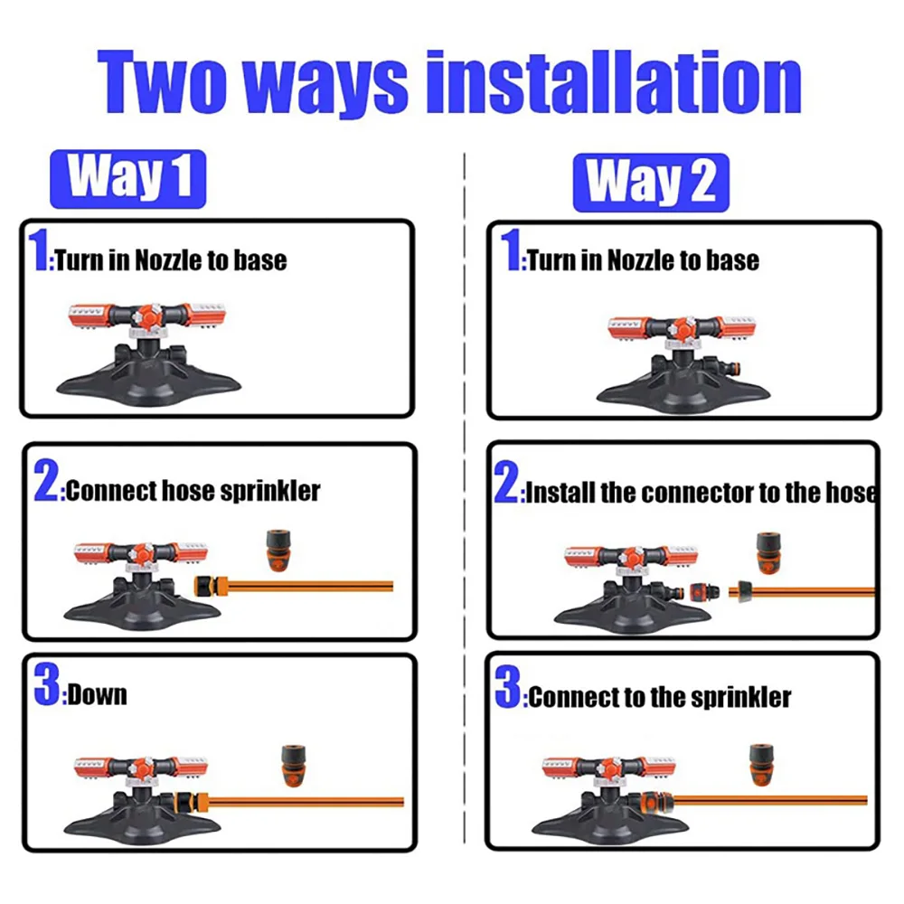 Садовый автоматический разбрызгиватель Вращающаяся насадка на 360 градусов для