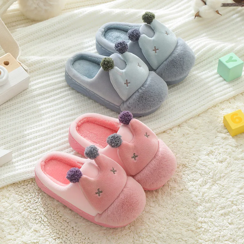 

kids girls slippers autumn/winter children cotton shoes boys indoor velvet slippers cute cartoon baby home shoes plush velvet