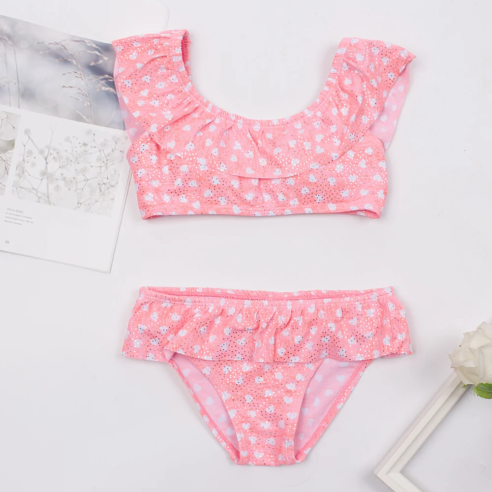 Женский купальник в горошек с оборками Детские бикини летние купальники для