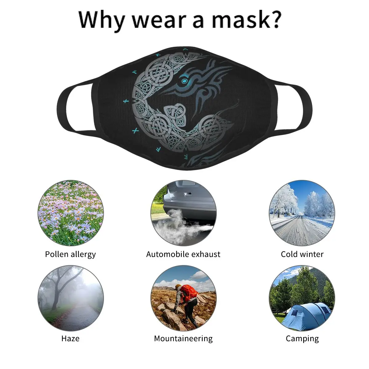 

Ragnarok Moon Non-Disposable Face Mask Vikings Anti Haze Dustproof Mask Protection Cover Respirator Mouth Muffle