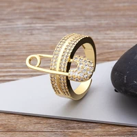 aibef new style hot sale luxury copper zircon couples customized golden classic irregular gem ring women jewelry wedding gift