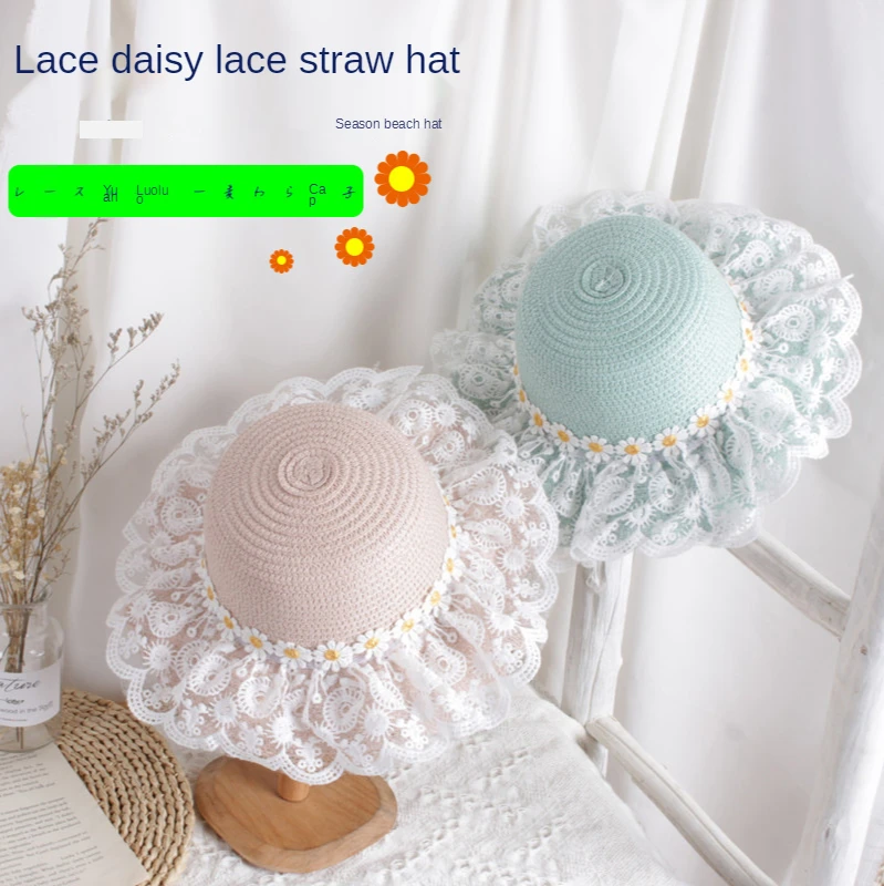

2021 Women Lace Sun Hats For Wide Brim Straw Beach Side Cap Floppy Female Straw Hat Solid Fringe Straw Hat Summer Hat Chapeu