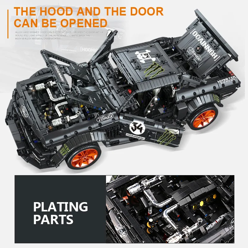 Ешина 1965 Ford Mustang Hoonicorn гоночный автомобиль совместим 20102 Technic MOC 22970 подходит