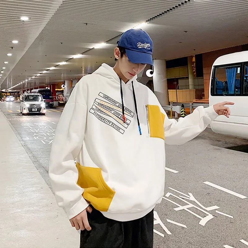 Liketkit Весна Harjuku толстовки Для мужчин 2020 из кусков с рисунком свободные ходи