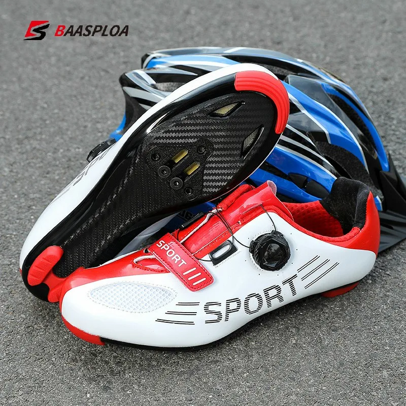 

Baasploa New Couple Cycling MTB Shoes Men Sports Route Cleat Road Bike Speed Racing Women Bicycle Mountain Spd Biking Footwear