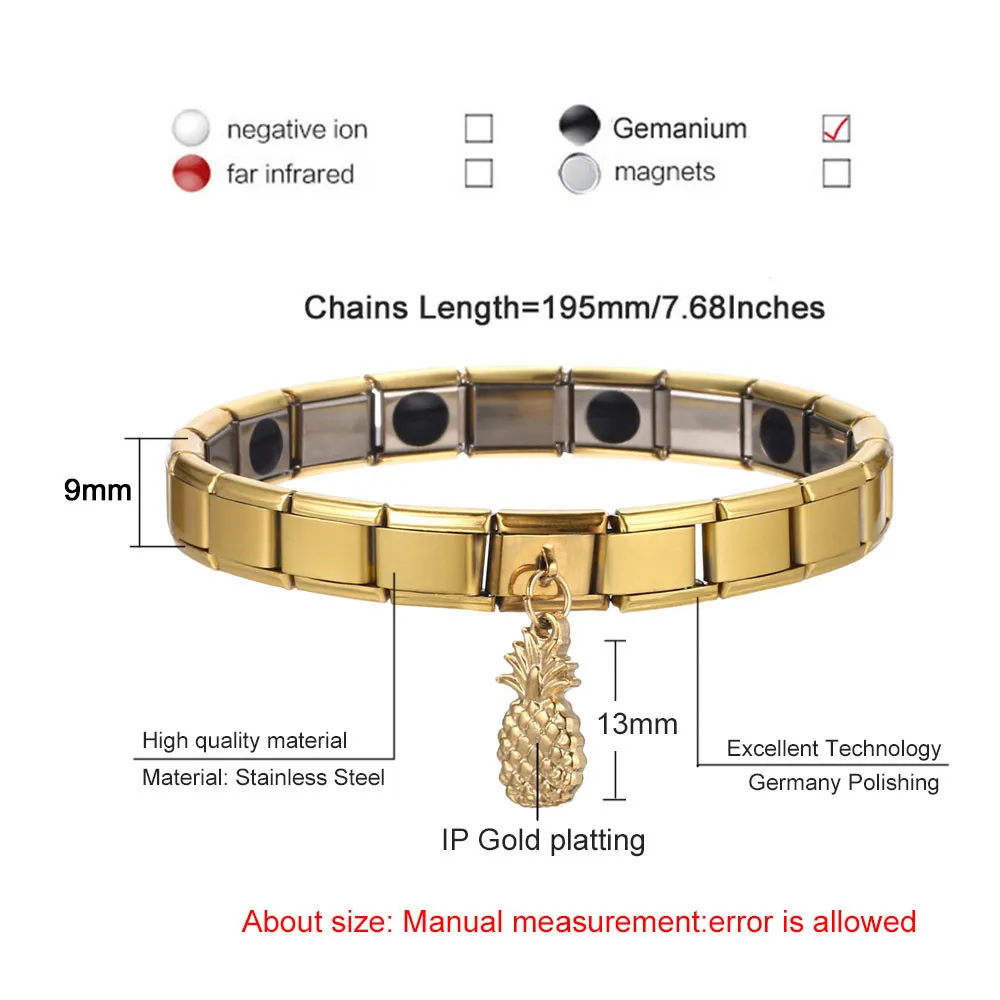Новый дизайн эластичные Нержавеющая сталь здоровья браслет с германием терапии
