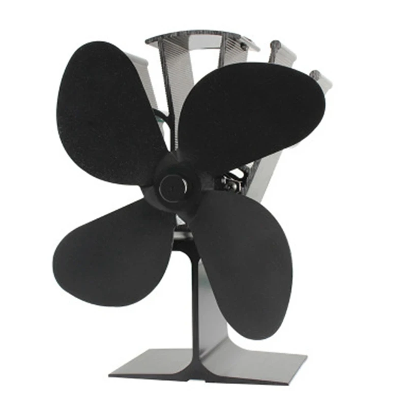 

4 Blades Black Stove Fan with Temperature Monitor Fireplace Fan Wood Burner Stove Thermal Heat Power Stove Fan