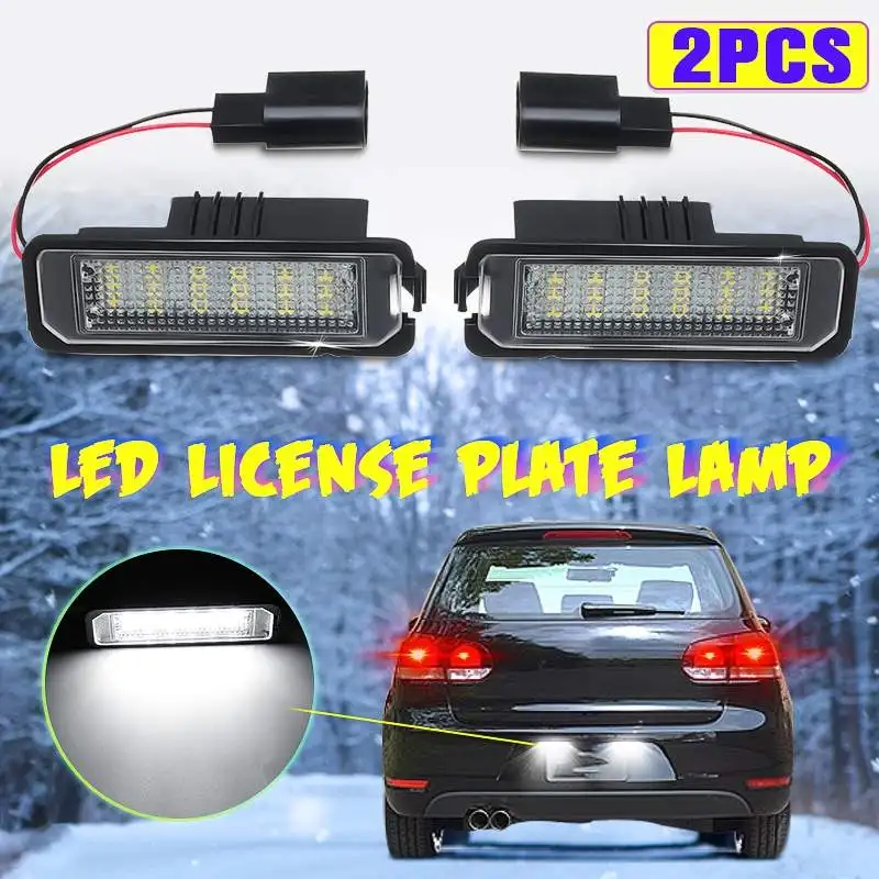 

2Pcs 12V 5W LED Number License Plate Light Lamps for VW GOLF 4 6 Polo 9N for Passat Car License Plate Lights Exterior Access