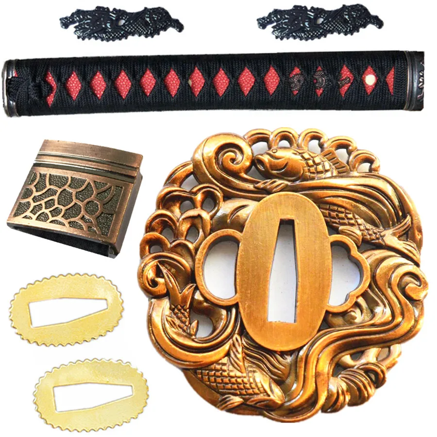 Хороший набор меч катана рукоятка Tsuka Tsuba + Menuki Fuchi КАШИРА хабаки сеппа для