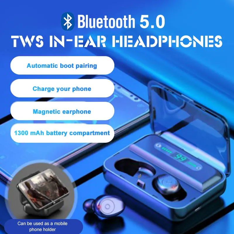 TWS 5,0 беспроводные наушники Bluetooth беспроводные наушники-вкладыши гарнитура стерео Noice снижение зарядки коробка power Bank