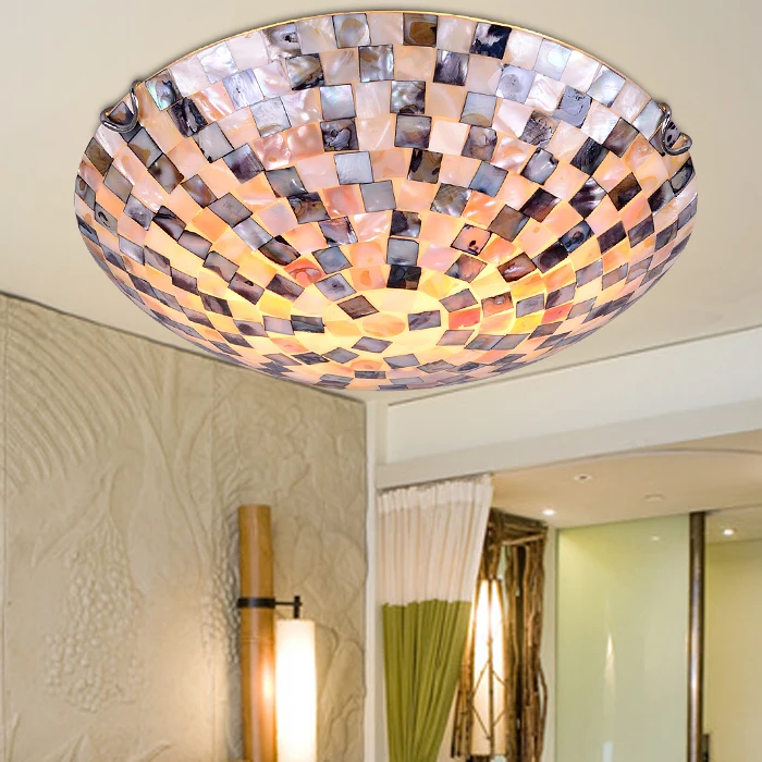 

12inch Tiffany Mediterranean style natural shell ceiling lights lustres night light floor bar home lighting