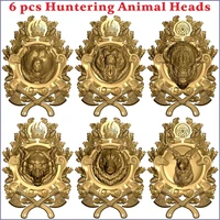6 pcs huntering animal heads 3d stl model relief for cnc router aspire artcam _bear_bison_deer_grizly_wolf