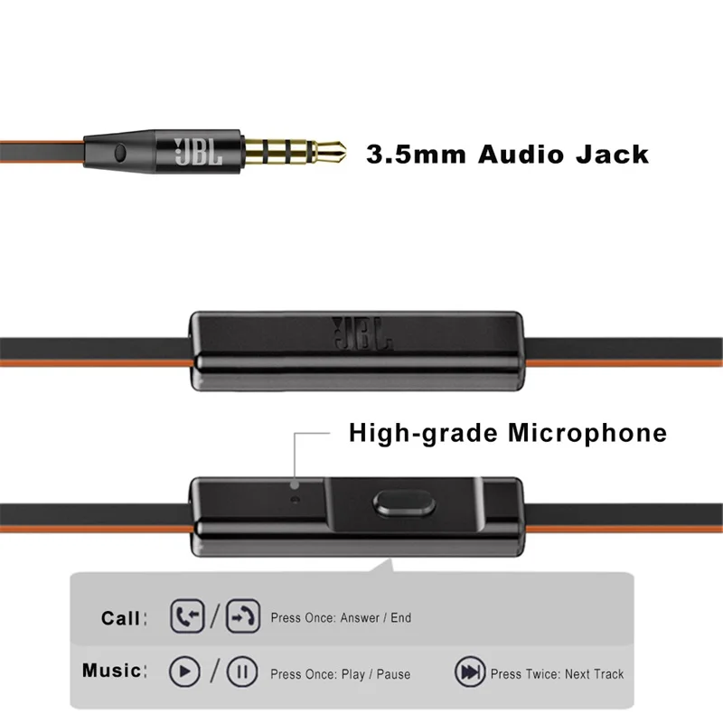 JBL T180A стерео наушники вкладыши гарнитура спортивные с Майком talk красные игровые
