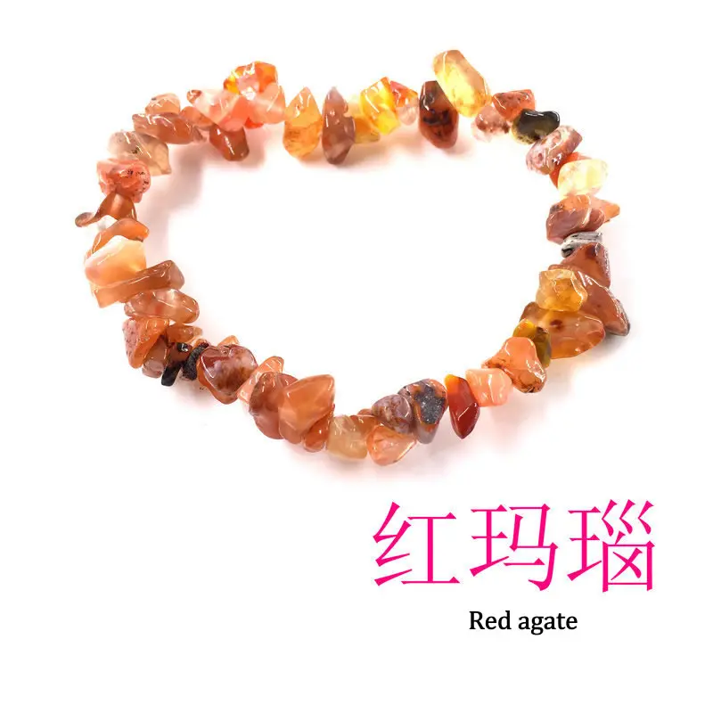 Red agate Ручной работы стрейч 7 Чакра осколок кристалла браслет с камнями нерегулярный натуральный камень Шарм с эластичной веревкой подарок для женщин - Окраска металла: Red agate
