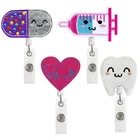 Новый дизайн 2021, 1 шт., повязка из войлока с сердечками и зубами, выдвижной Бейдж для медсестер, врачей, удостоверения личности, держатель катушки, брелоки, шнурок